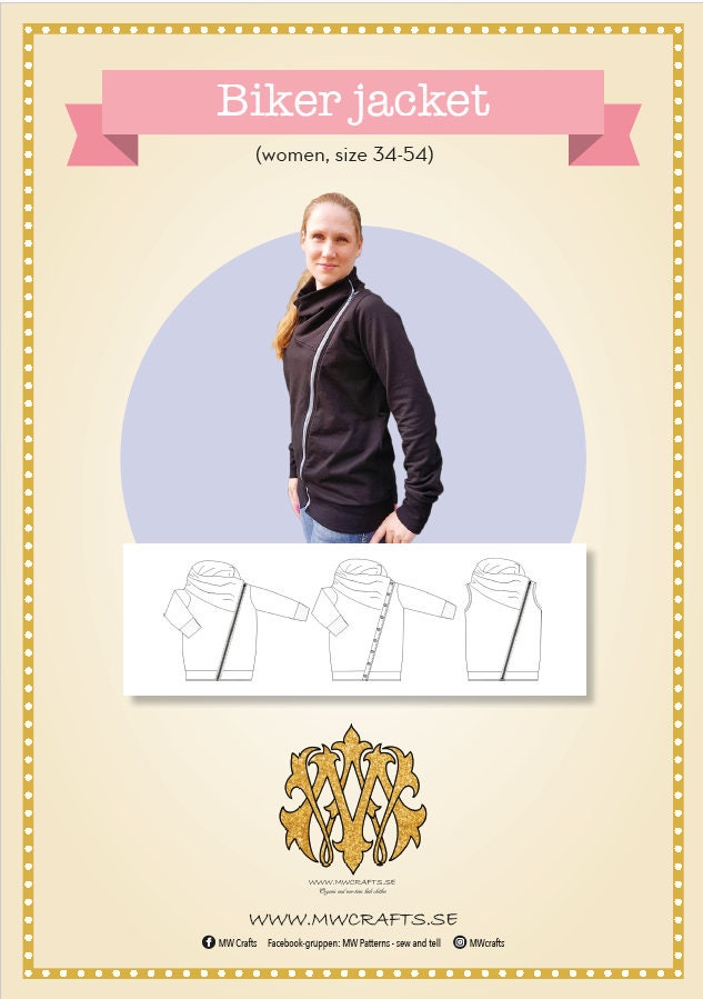 Biker jacket women 3454 PDF sewing pattern, instant download, tutorial