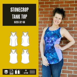 Stonecrop tank top 32-56 PDF sewing pattern and tutorial