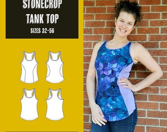 Stonecrop tank top 32-56 PDF sewing pattern and tutorial