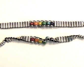 Rainbow Pride silver alloy and wooden bead bracelet