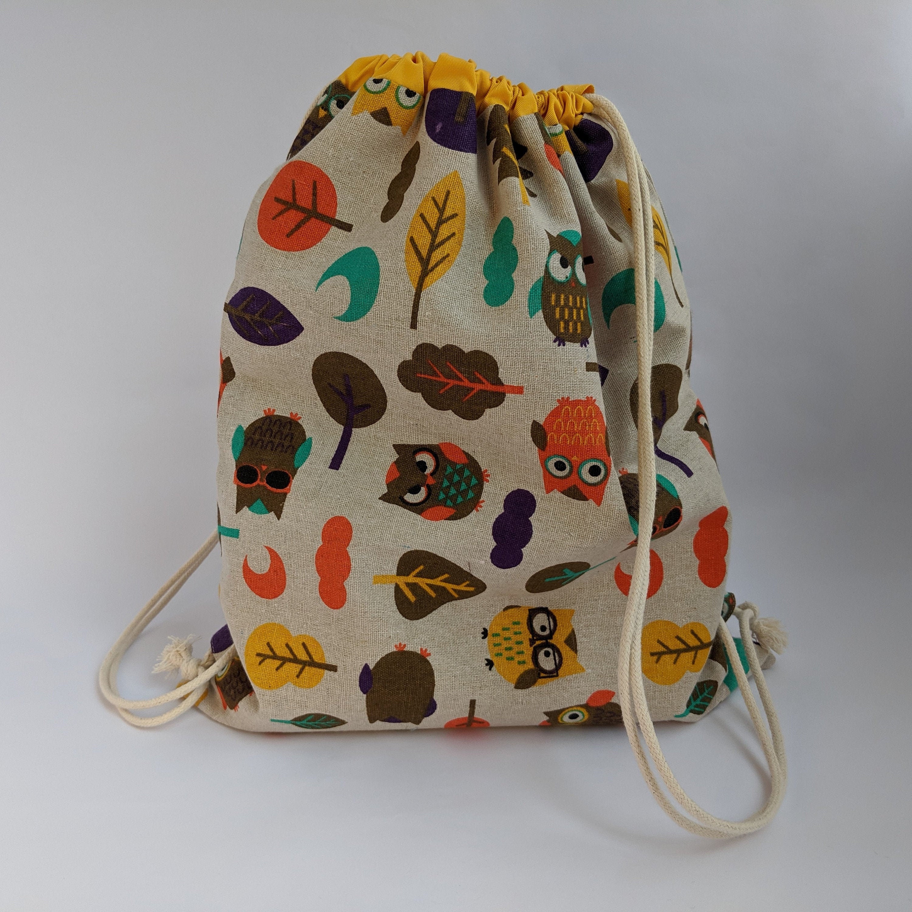 Raccoon Rabbit Sack Bear Handmade Drawstring Bag \u2013 Drawstring Backpack Toy Sack Fox Woodland Drawstring Bag On the Go Bag