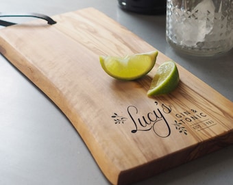 Personalised G&T board, gin and tonic chopping board