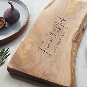 Personalised Custom Chopping Olive Wood Cheese Board, Wedding Gift, Anniversary, Engagement, Bespoke Christmas Present