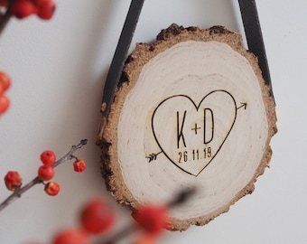 Personalised Valentine's Gift, Small Love Heart Token Wood Slice, Valentines Present