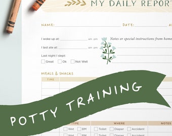 Potty Training Daily Log / Toddler Daycare, Nanny, Babysitter or Child Care Report Woodland Creatures Instant Download Printable