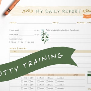 Potty Training Daily Log / Toddler Daycare, Nanny, Babysitter or Child Care Report Woodland Creatures Instant Download Printable