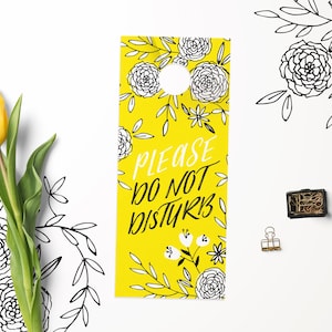 Do Not Disturb Door Hanger - Sunshine Yellow - Instant Download