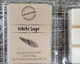 White Sage Wax Melts; Soy Wax Warmer Cubes; Clean Earthy Smell; American Grown Soy; Wickless Option; Wax Melter Cubes