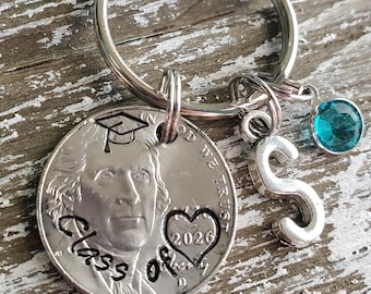 Personalized Class of 2026 Gift; Graduation Gift Nickel Keychain; Grad Present; High School College Graduate Memento Keepsake