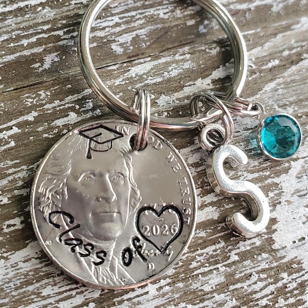 Personalized Class of 2026 Gift; Graduation Gift Nickel Keychain; Grad Present; High School College Graduate Memento Keepsake