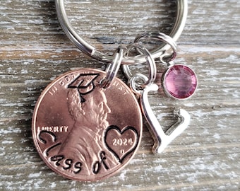 Class of 2024 Penny Keychain; Personalized Graduation Gift 2024; High School Graduation Present; 2024 College Grad Penny Keyring