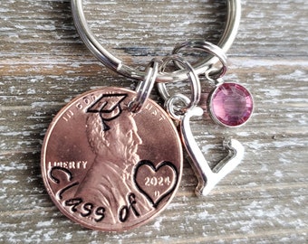 Class of 2024 Penny Keychain; Personalized Graduation Gift 2024; High School Graduation Present; 2024 College Grad Penny Keyring