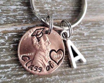 Custom Graduation Present 2024 Penny Keychain; Personalized Graduate Gift; Class of 2024 Keychain; High School College Grad Keepsake; Lucky