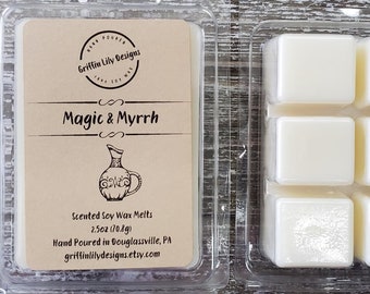 Magic & Myrrh Wax Melts; Soy Wax Cubes; Bergamot, Spicy Pink Peppercorn; American Grown Soy Beans; Christmas Scents; Winter Smells