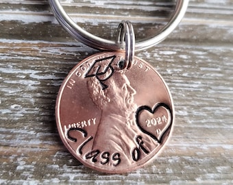 Graduation Gift 2024 Penny Keychain; 2024 Graduate Present; Class of 2024 Keepsake; College High School Grad Gift