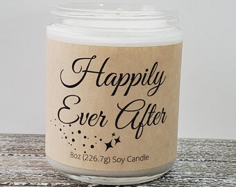 Wedding Anniversary Gift; Happily Ever After Present; Anniversary Gift for Wife or Husband; Soy Wax Candle; Gift for Bride or Groom