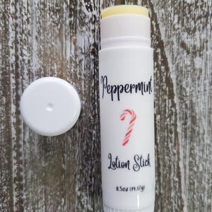 Peppermint Lotion Stick With Mango Butter, Beeswax, Coconut Oil; For Him; Scented Solid Lotion Bar; Stocking Stuffer; Minty Travel Lotion