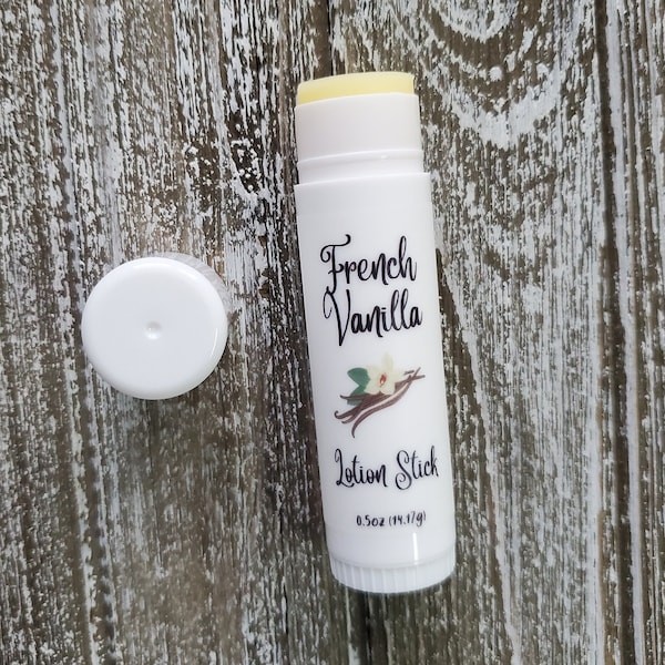 French Vanilla Lotion Stick With Mango Butter, Beeswax, Coconut Oil; Scented Solid Lotion Bar; Stocking Stuffer; Travel Lotion; On the Go