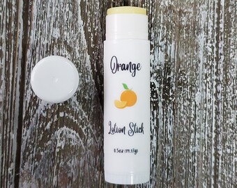 Orange Lotion Stick With Mango Butter, Beeswax, Coconut Oil; Scented Solid Lotion Bar; Citrus Scented Stocking Stuffer; Travel Lotion; On Go