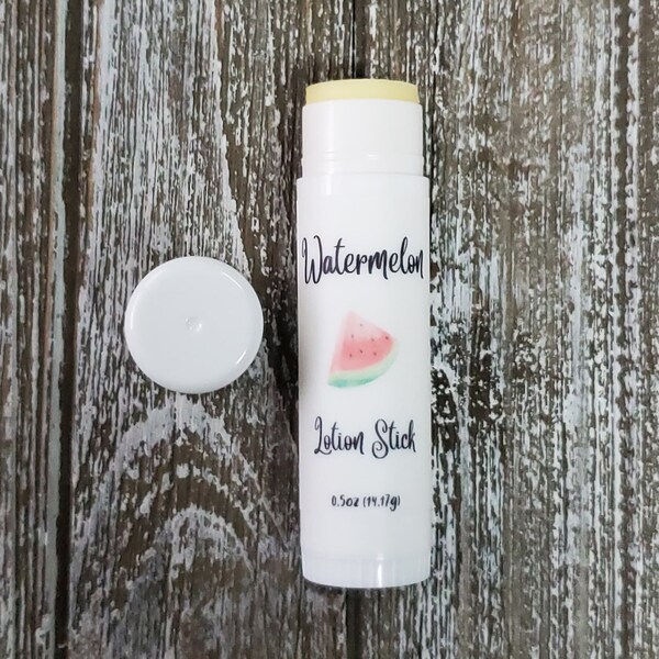 Watermelon Lotion Stick With Mango Butter, Beeswax, Coconut Oil; Scented Solid Lotion Bar; Fruity Scented Stocking Stuffer; Travel On Go