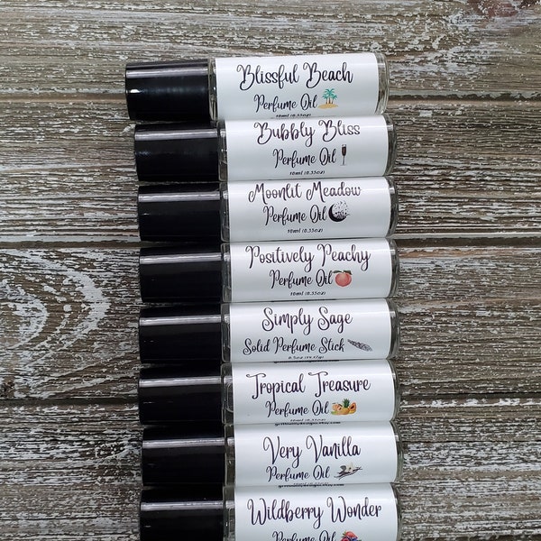 Roll on Body Perfume Oil; Roller Ball Scent; Pocket Purse Fragrance; Glass Perfume Bottle; Natural Coconut Oil; Scented Oils; Perfume Oil