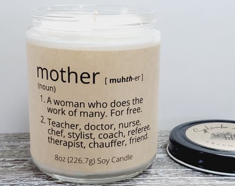 Mother's Day Present; Soy Candle; Definition of Mother Present; Gift from Son or Daughter; Meaningful Present for mom