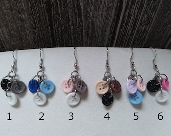 Button Earrings; Sewist Jewelry;  Crafter Gift; Cute Button Lover Earrings; Sewer Present; Sewing; Button Dangle Earrings