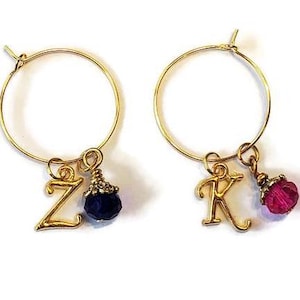 Personalized Wine Charms; Gold Birthstone Wine Glass Markers; Custom Initial; Wedding Wine Charms; Letter Wine Charm; Favor Gift; Present