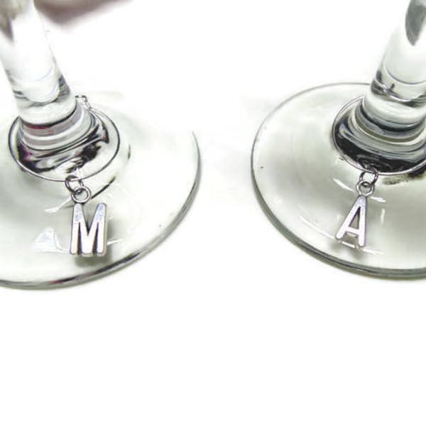 Personalized Wine Glass Charms; Letter Wine Glass Markers; Custom Wedding Wine Glass Charms; Initial Wine Glass Charms; Bridal Shower Favors