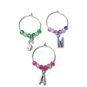 Custom Wine Charms ; Personalized Initial Wine Markers; Letter Wine Glass Rings; Wedding Party Favors; Bridal Party Favors; Baby Shower