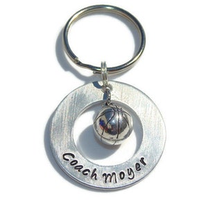 Personalized Basketball Coach Keychain; Custom Basketball Gift; Custom Basketball Team Gift; Basketball Hand Stamped Keychain; Key Ring