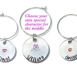 Custom Wine Glass Charms; Personalized Wine Glass Charms; Name Wine Glass Markers; Wedding Wine Glass Charms; Party Wine Glass Charms