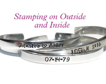 Personalized Bracelet; Hand Stamped Cuff Bracelet; Custom Cuff Bracelet; Aluminum; Own Saying Bracelet; Special Inscription Bracelet