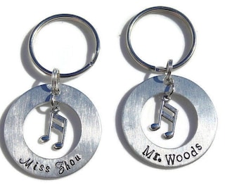 Custom Music Teacher Keychain; Personalized Music Lover Gift; Personalized Music Teacher Gift; Musician Gift; Teacher Appreciation Present