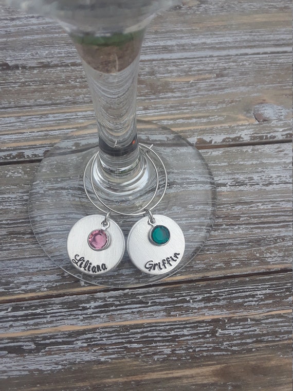 Personalized Name Wine Charms Custom Wine Glass Markers Name Wine Glass  Rings Wedding Wine Glass Charms Party Wine Glass Charms 
