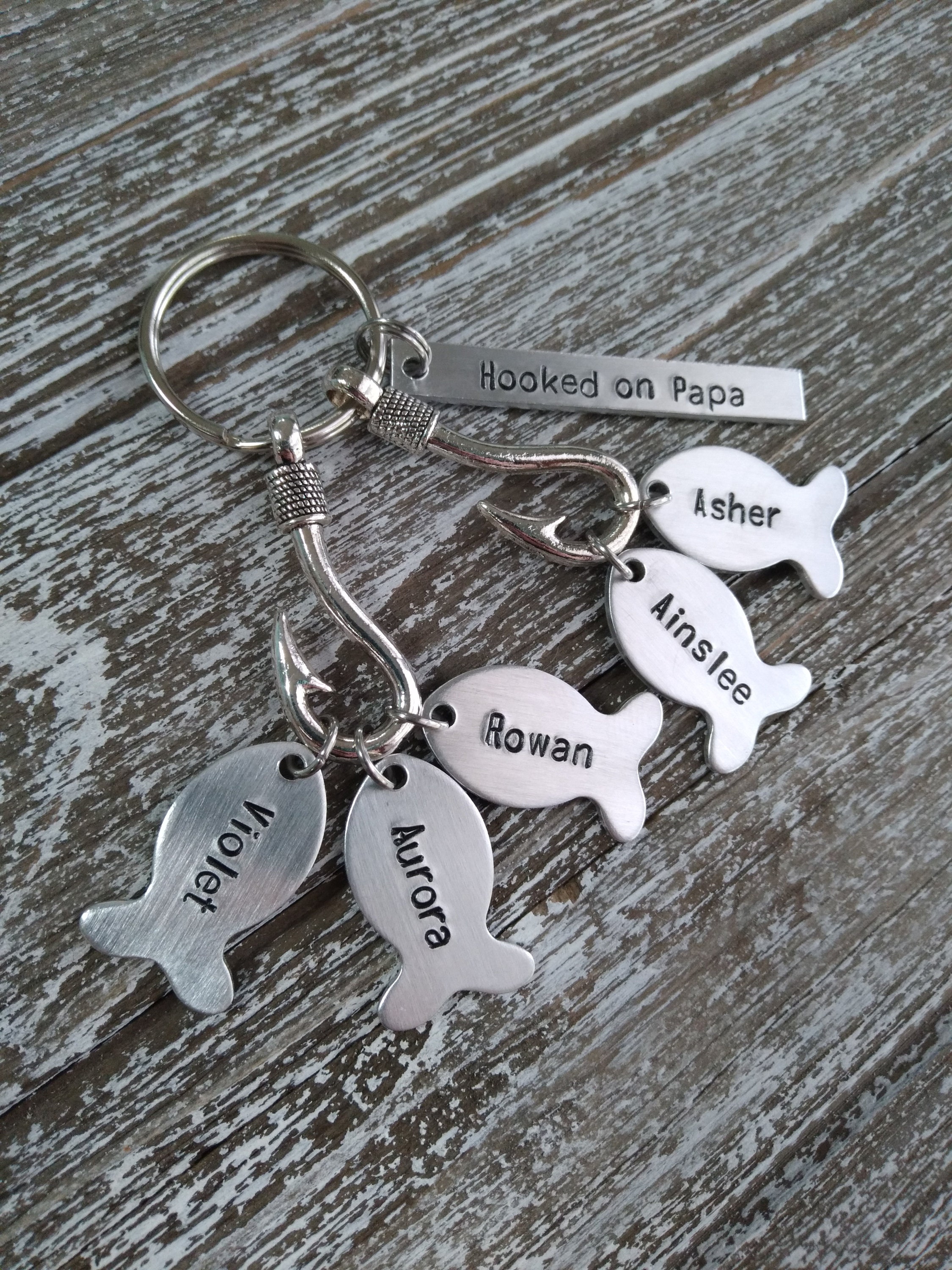 Father's Day Gift Ideas,Personalized Fishing Keychain with 2-8