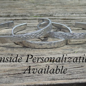 Personalized Cuff Bracelet; Textured Hammered Cuff Bracelet; Personalized Cuff; Secret Message Bracelet; Hand Stamped Aluminum Cuff