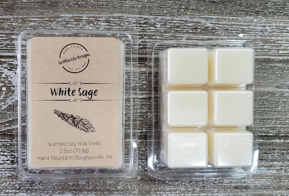 White Sage Wax Melts; Soy Wax Warmer Cubes; Clean Earthy Smell; American Grown Soy; Wickless Option; Wax Melter Cubes