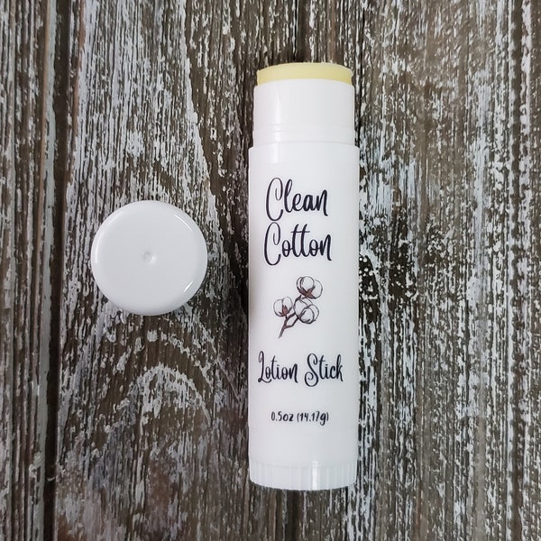 Clean Cotton Lotion Stick With Organic Mango Butter, Beeswax, Coconut Oil; Fresh Laundry Scented Solid Lotion Bar; Stocking Stuffer; Travel