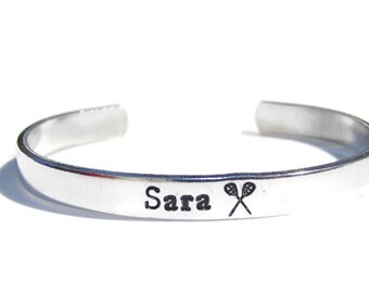 Personalized Lacrosse Bracelet, Hand Stamped Aluminum Cuff