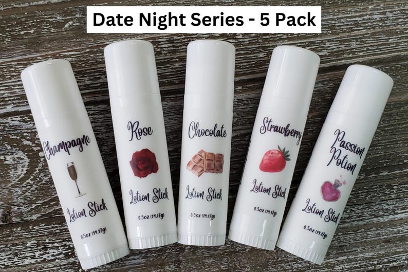 Lotion Stick With Mango Butter, Beeswax, Coconut Oil; Scented Solid Lotion Bar; Stocking Stuffer; Travel Lotion; On the Go; Fruity Floral Date Night- 5 Pack
