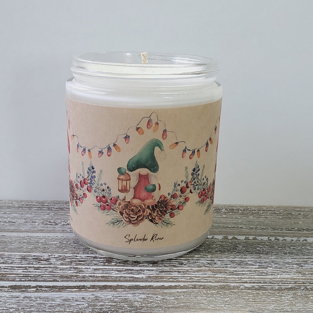 Christmas Gnome Candle Host Gift for Holiday, Soy Wax Candle Gnome Wrap