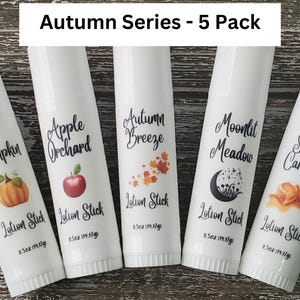 Lotion Stick With Mango Butter, Beeswax, Coconut Oil; Scented Solid Lotion Bar; Stocking Stuffer; Travel Lotion; On the Go; Fruity Floral Autumn Series-5 Pack