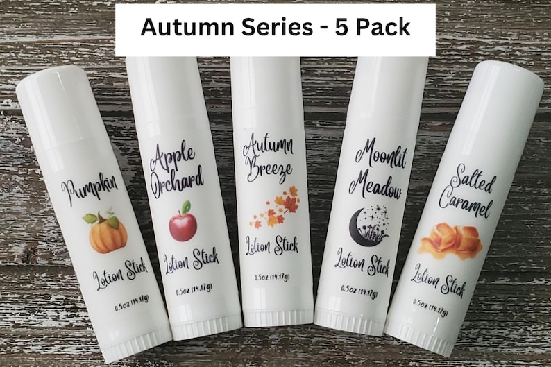 Lotion Stick With Mango Butter, Beeswax, Coconut Oil; Scented Solid Lotion Bar; Stocking Stuffer; Travel Lotion; On the Go; Fruity Floral Autumn Series-5 Pack
