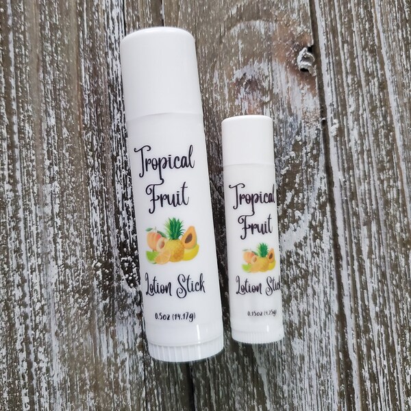 Tropical Fruit Lotion Stick With Mango Butter, Beeswax, Coconut Oil; Scented Solid Lotion Bar; Stocking Stuffer; Travel Lotion; On the Go
