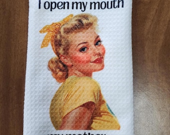 Funny Retro Hand Towel for Mom or Daughter - Sassy Microfiber Kitchen Towel