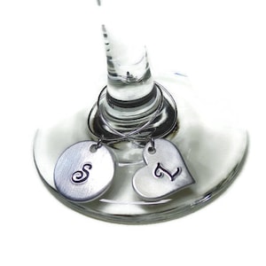 Custom Wine Glass Markers; Personalized Wine Glass Charm; Letter Wine Glass Charm; Wedding Wine Glass Charm; Hand Stamped Initial Wine Charm