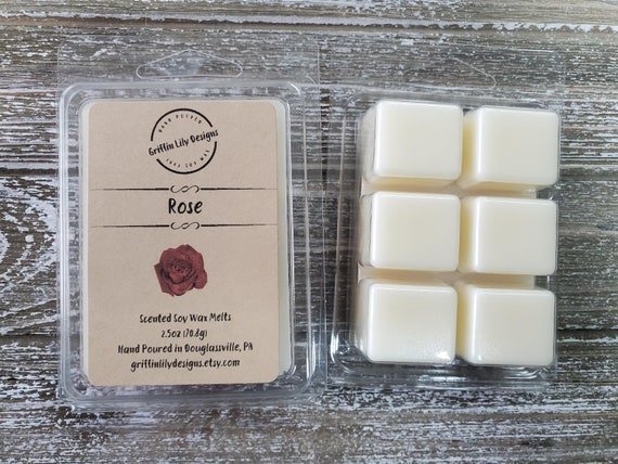 Rose Wax Melts; 100% Soy Wax Warmer Cubes; Clean Smell; American Grown Soy; Wickless Option; Floral Scented Wax Melter Cubes; Flower Smell