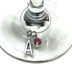 Personalized Wine Glass Markers; Custom Wine Glass Charms; Initial Wine Glass Rings; Wedding Party Favors; Letter Wine Glass Charms