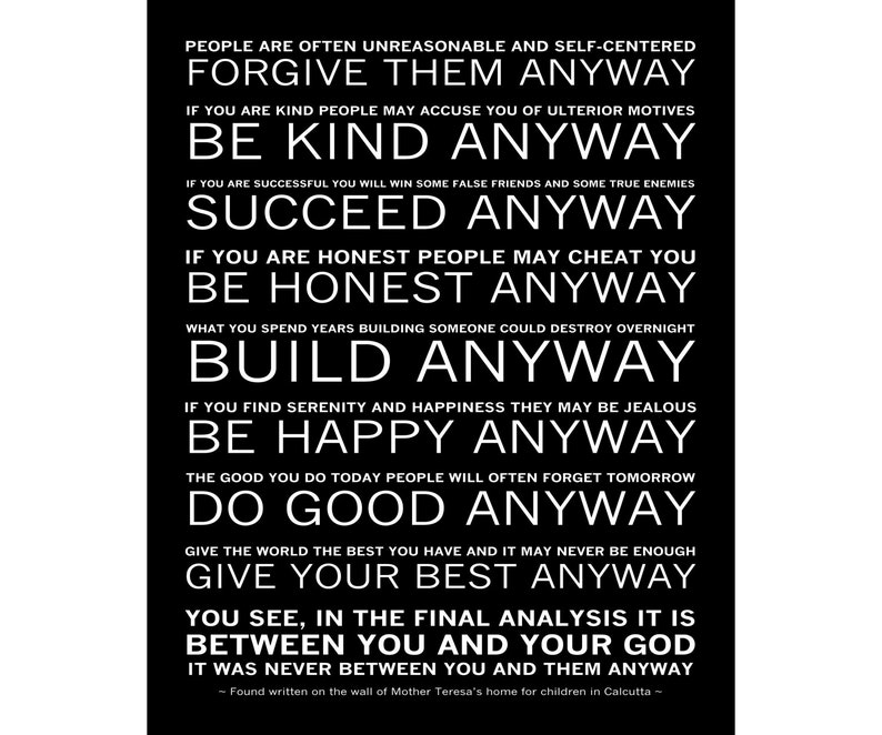 Do It In any case Poem - Mom Teresa - Quick Obtain - Printable History picture about Mother Teresa Do It Anyway Printable named Do It In any case Poem - Mom Teresa - Immediate Obtain - Printable Report